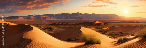 Desert and desert plants with mountains background