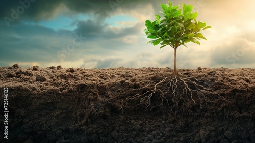 groundwork in personal growth, depicting roots growing deep into the ground photo