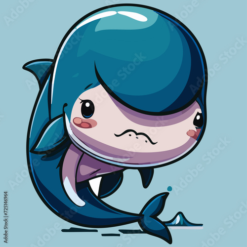 A cute and sad dolphin cub illustration for childrens var 6