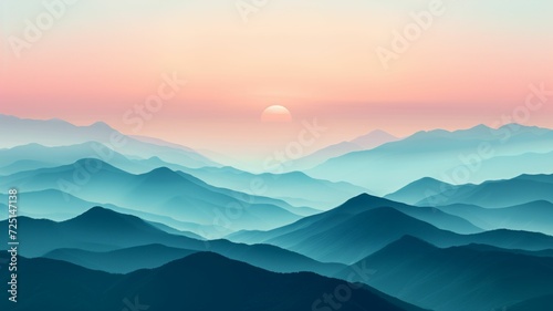 elegant silhouette of a mountain range on a soft, pastel background, reflecting environmental beauty