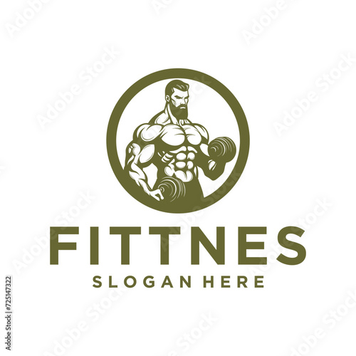 Fitness sport center logo vector illustration photo