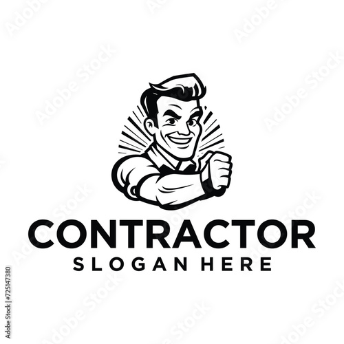 Contractor mascot logo vector illustration