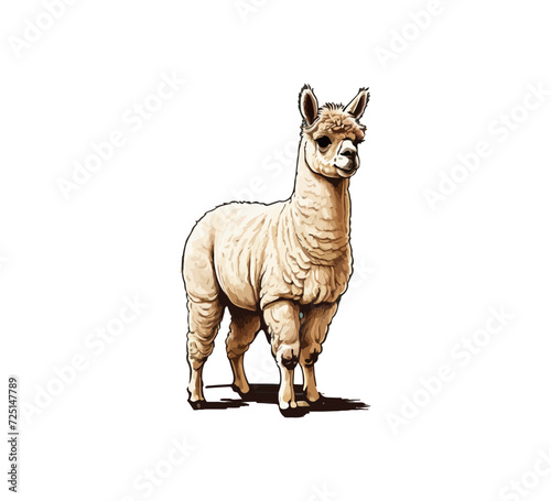 alpaca hand drawn illustration vector graphic photo