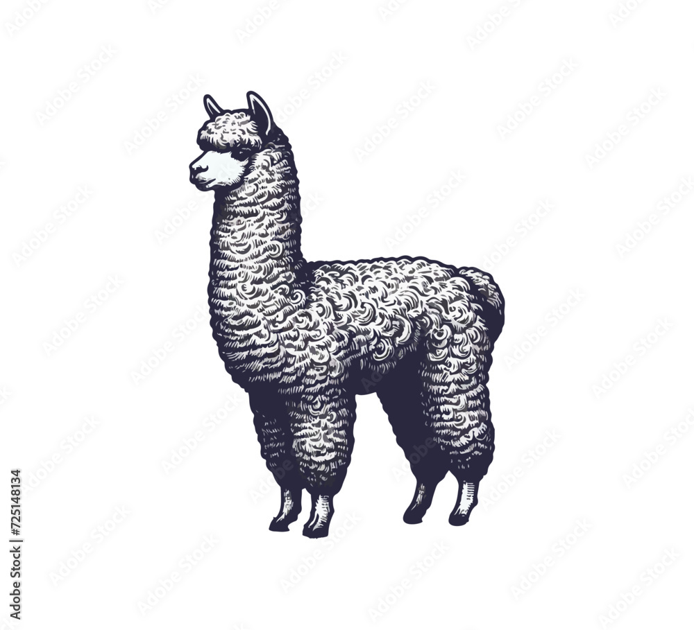 alpaca hand drawn illustration vector graphic