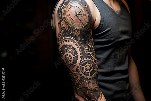 Steampunk Mechanical Arm Sleeve Tattoo