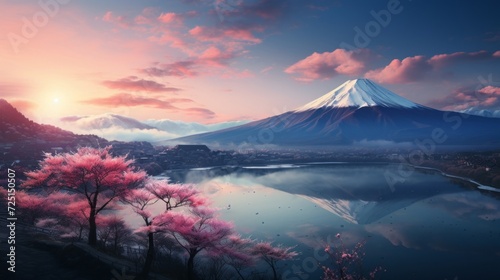 夕暮れの富士山,Generative AI AI画像 © beeboys
