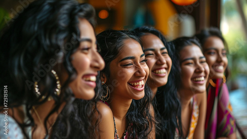 A group of Indian woman talking and laughing together photo