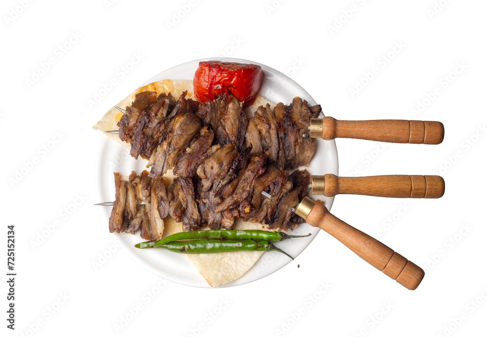 Traditional delicious Turkish food; Oltu cag kebabi, doner grilled kebab from Erzurum cuisine