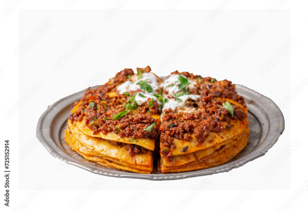 Turkish Food Kayseri Yaglama with Minced Meat, Yogurt and Tomato Paste Turkish Food Kayseri Yaglama with Minced Meat, Yogurt and Tomato Paste