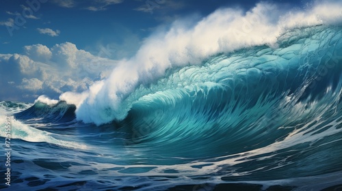 大きな波と青空,Generative AI AI画像