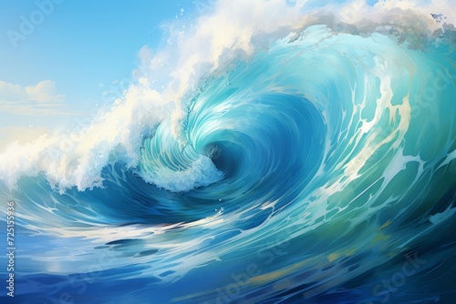 大きな波と青空,Generative AI AI画像
