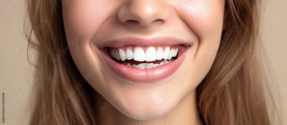 Young woman with a wide, healthy smile and white teeth, isolated on a background. Young woman with a wide, healthy smile and white teeth, isolated on a background.