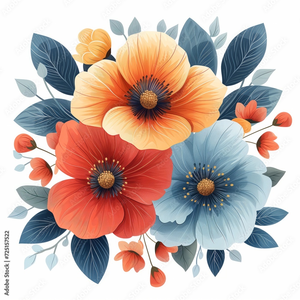 a bouquet of flowers with leaves and flowers, isolated on white background a bouquet of flowers with leaves and flowers, isolated on white background