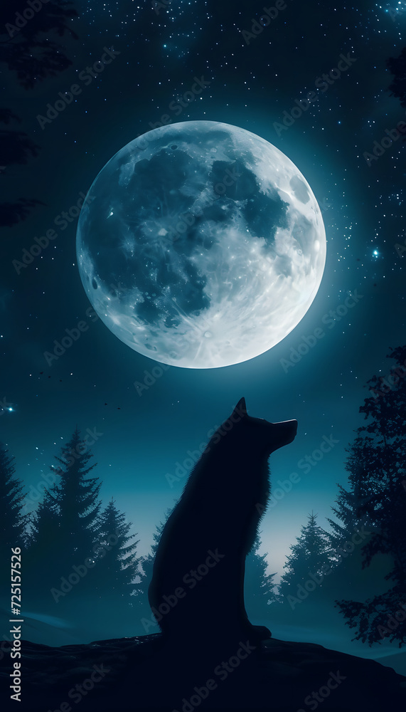 Wolf and Moon Wolf and Moon