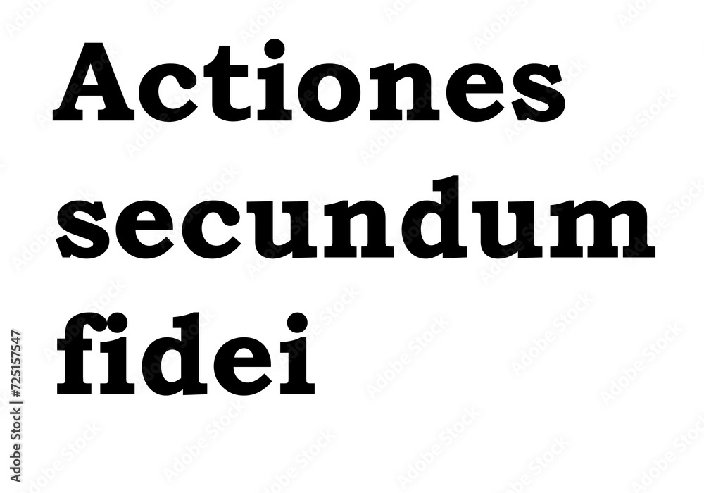 Actiones secundum fidei. Latin phrase
