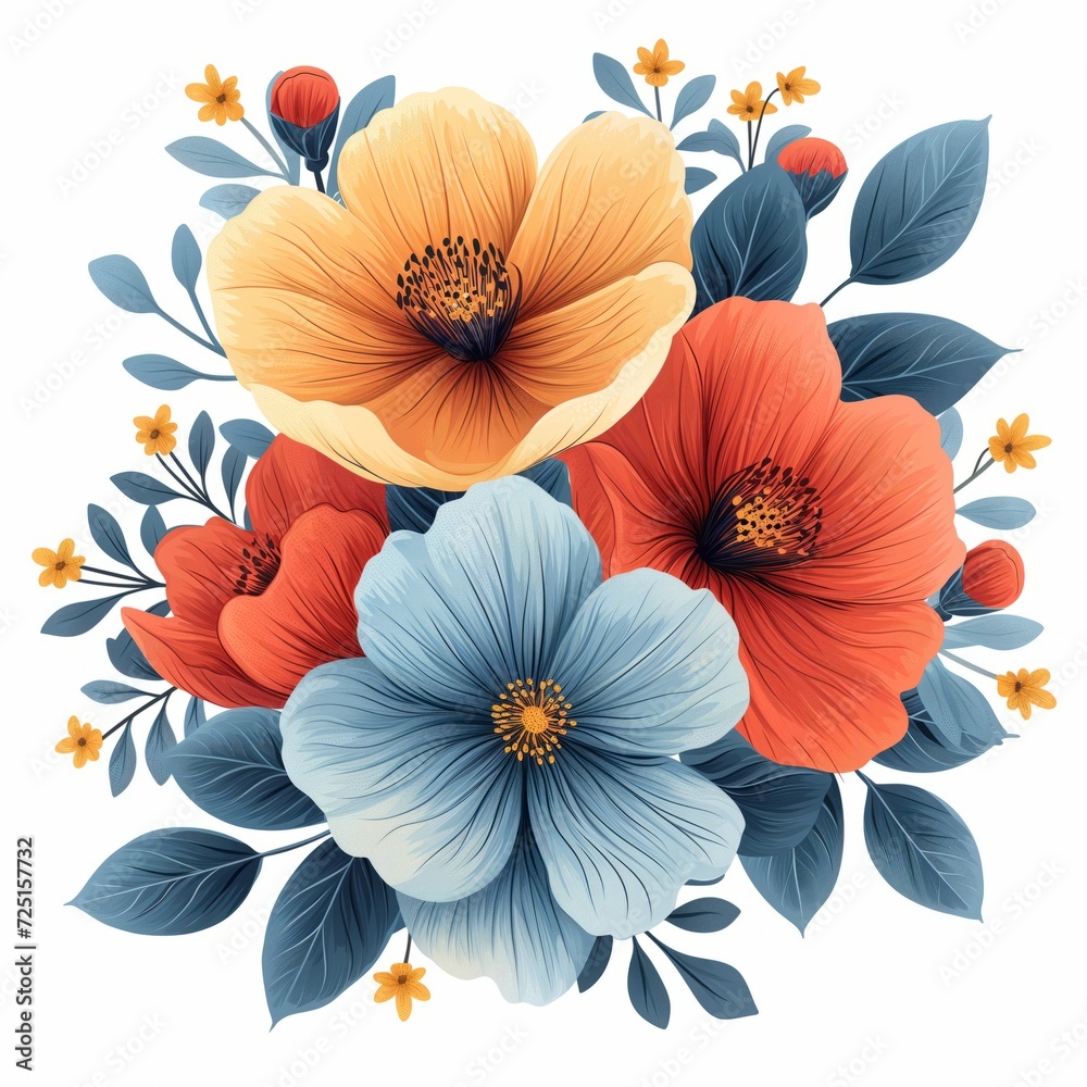 a bouquet of flowers with leaves and flowers, isolated on white background a bouquet of flowers with leaves and flowers, isolated on white background