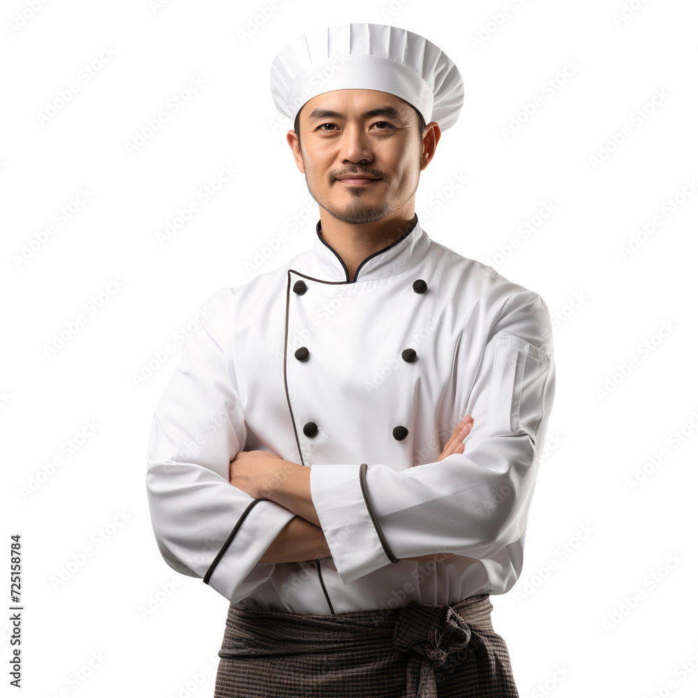 Portrait of a smiling chef with wearing uniform, isolated on white background Portrait of a smiling chef with wearing uniform, isolated on white background