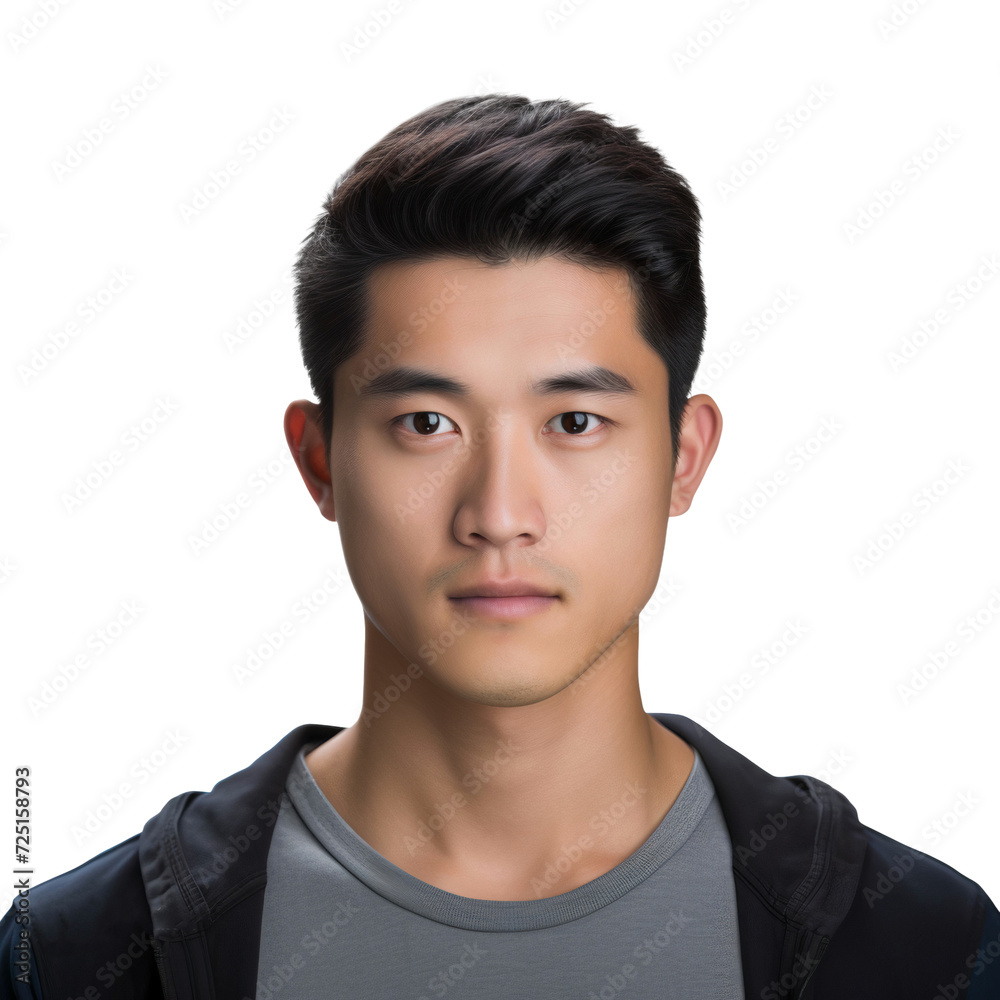Headshot of a handsome Asian guy isolated on white background Headshot of a handsome Asian guy isolated on white background
