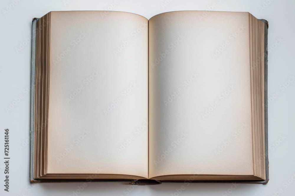 Classic open book with blank pages isolated on a solid white background, copy space Classic open book with blank pages isolated on a solid white background, copy space