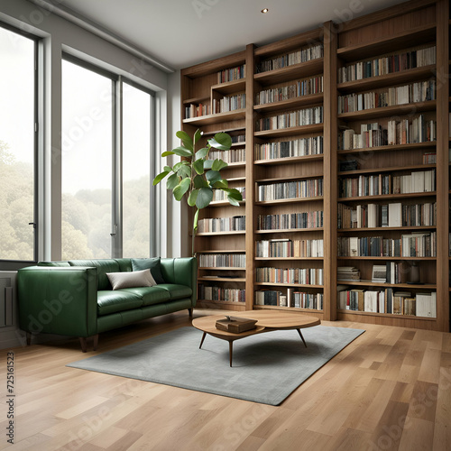 modern living room with bookcase © Juli