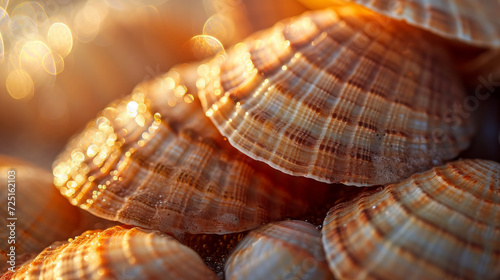 close up of seashells on the beach
