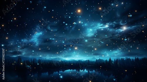 Blue background with lights and stars