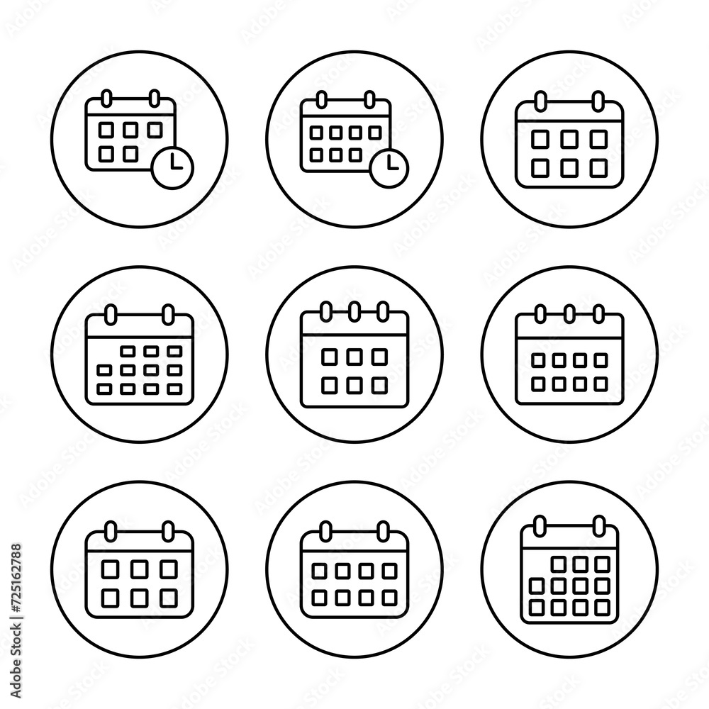 Calendar icon set vector. Calender sign and symbol. Schedule icon symbol