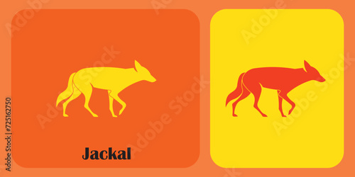 wolf logo coyote icon dog silhouette jackal vector with orange color