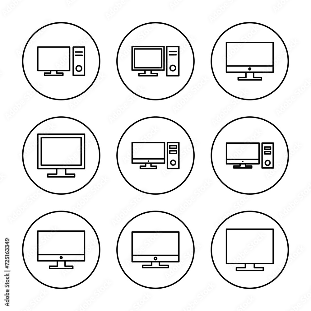 Computer icon set vector. computer monitor sign and symbol Computer icon set vector. computer monitor sign and symbol