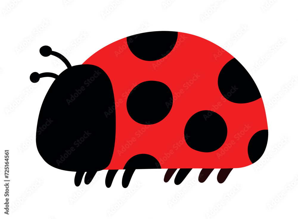 Obraz premium Cute Ladybug Insect Animal Hnaddrawn Cartoon Doodle Vector Illustration