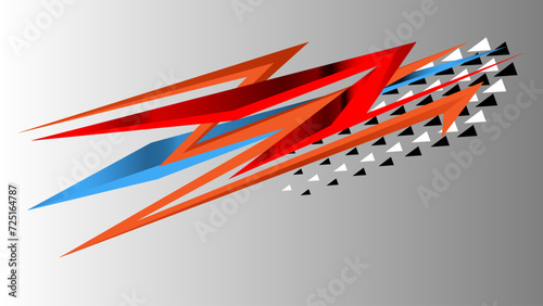 Automotive art geometric stripe sticker. Truck or car or vehicle abstract stripes. Sharp spear of triangle lines.