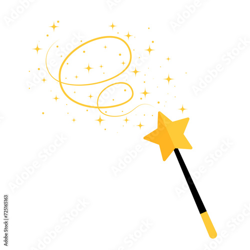 Magician stick with sparkle magic wand flat illustration