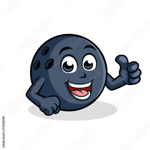 Bowling Ball Cartoon Character Thumbs up vector illustration - Happy cute Bowling Ball cartoon mascot
