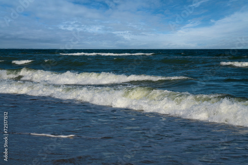 View of the incoming wave on the Baltic Sea on the shore of the Curonian Spit on a summer day, Kaliningrad region, Russia © Ula Ulachka