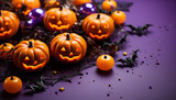 Halloween celebration spooky pumpkin decoration, horror night, dark lantern generated by AI