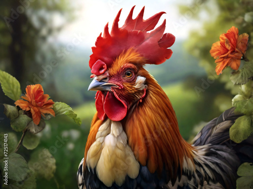 rooster in the farm generative Ai