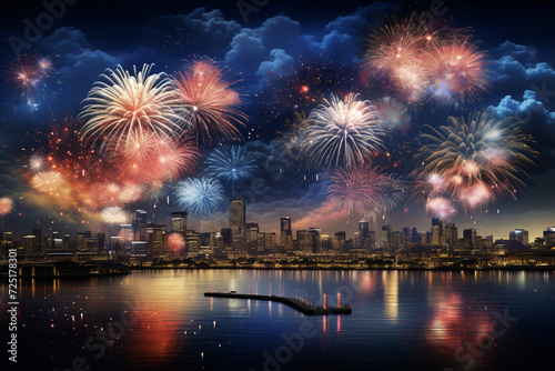 Fireworks City Night View Is Gorgeous Background
