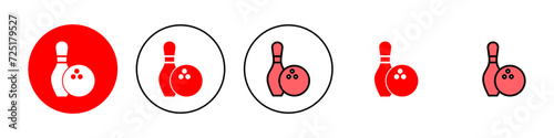 Bowling icon set illustration. bowling ball and pin sign and symbol.