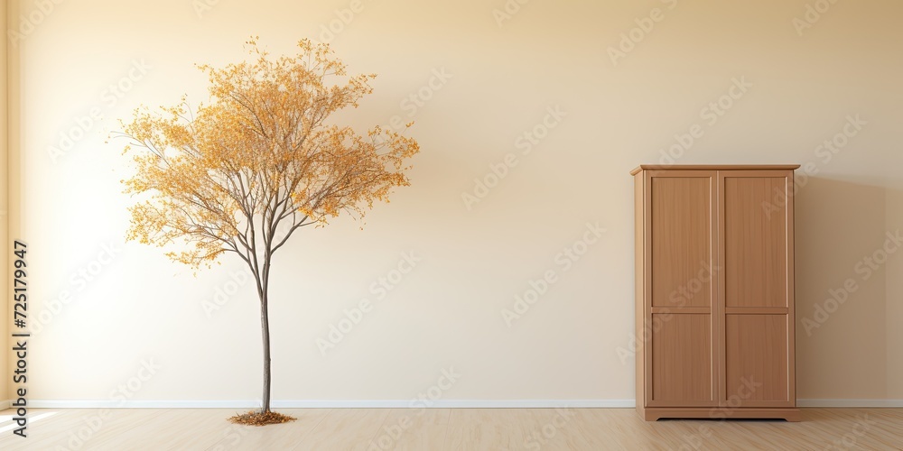 Obraz premium Cupboard next to tree in empty room