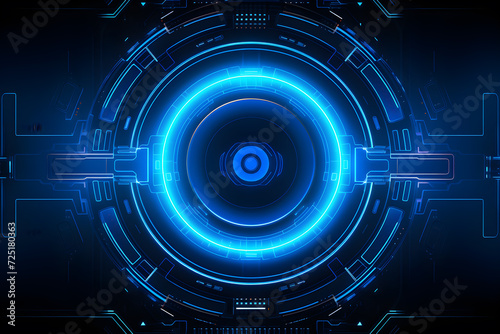 abstract technology background, technology background with HUD design, blue neon circle.