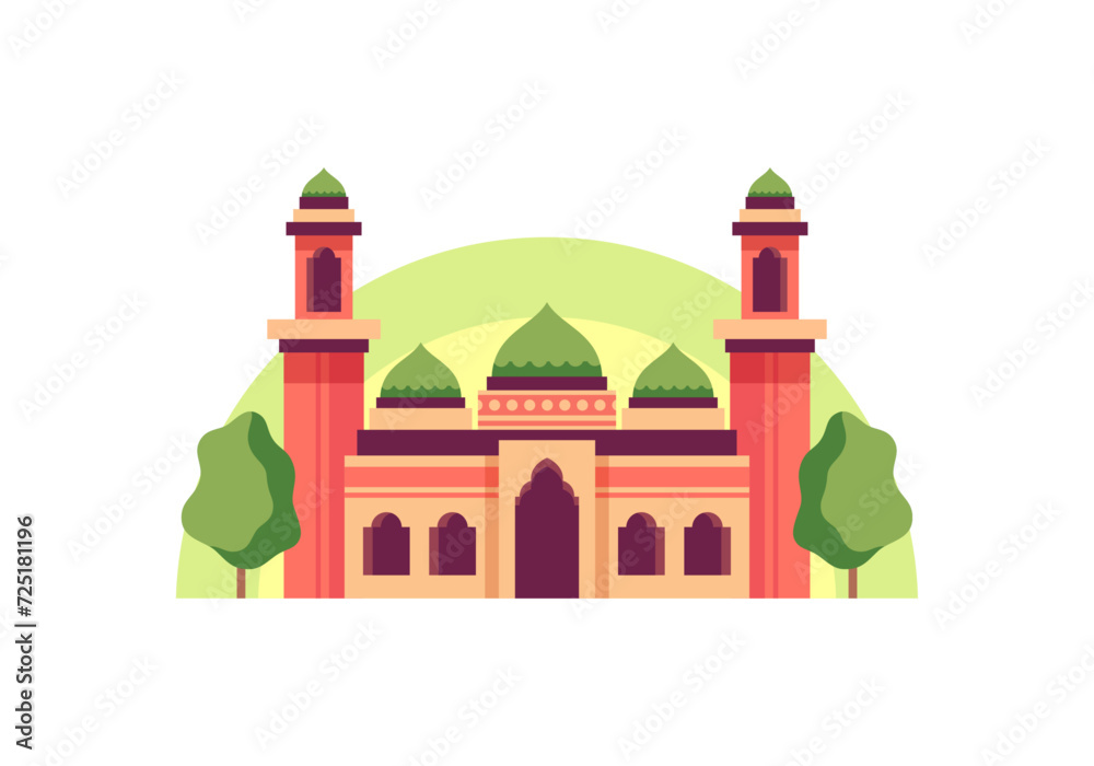 Simple Small Mosque Cartoon Illustration