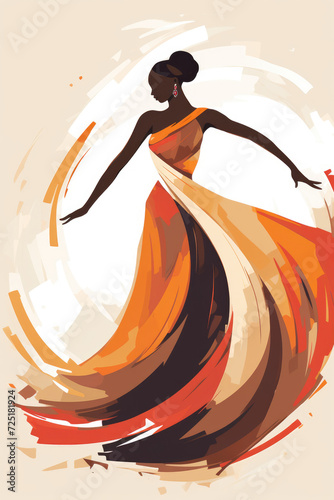 painting of a happy african girl dancing 
