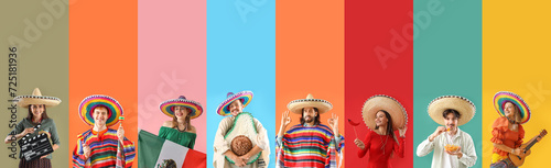 Set of Mexican people on co...