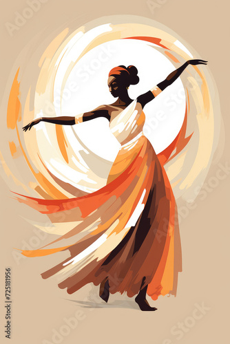 painting of a happy african girl dancing 