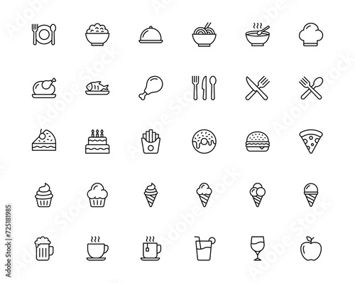 Food and drinks icon set. Restaurant icon set vector