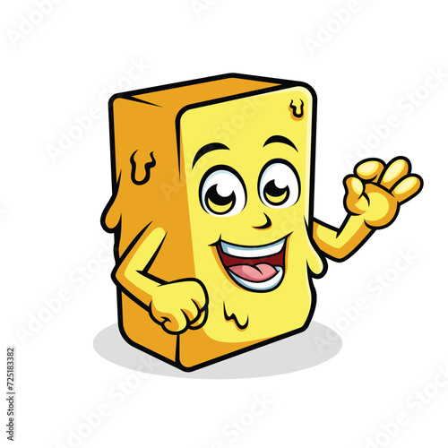 Butter Cartoon Character Showing Ok Sign vector illustration - Happy Cute Butter cartoon mascot