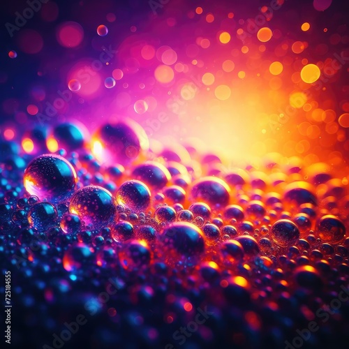kaleidoscope of bubbles  their surfaces reflecting a vibrant dance of purple and orange hues