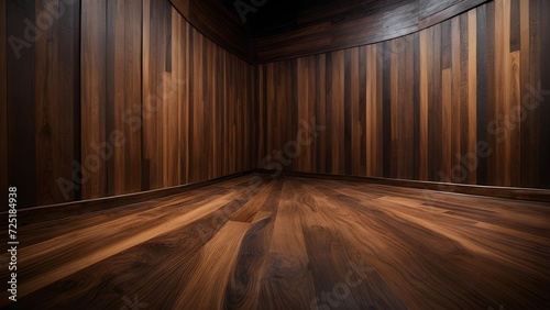 Abstract Dark Wooden texture wall and floor background, wooden planks have an organic pattern with natural whorls, knots, and imperfections that add depth and visual interest.