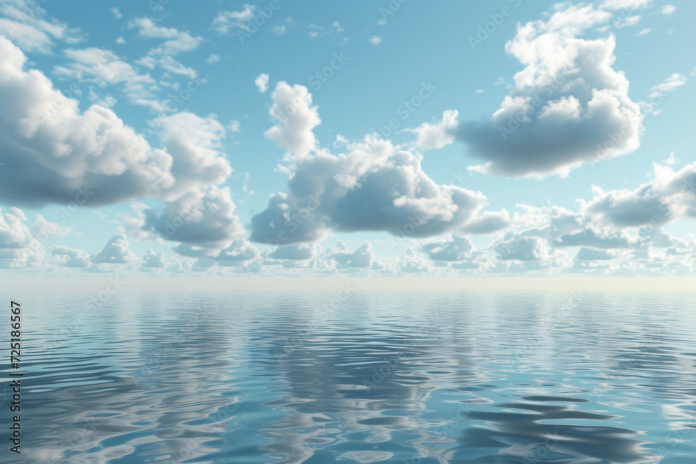 Clouds floating on a calm water surface.