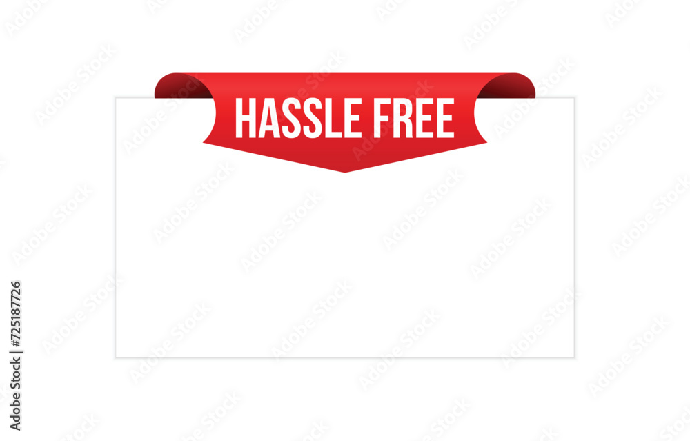 Hassle Free red vector banner illustration isolated on white background Hassle Free red vector banner illustration isolated on white background